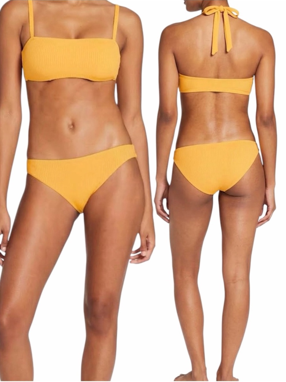 NWT Vitamin A Midori Ribbed Bikini Swim Bottom Iced Mango Orange Yellow XS 4